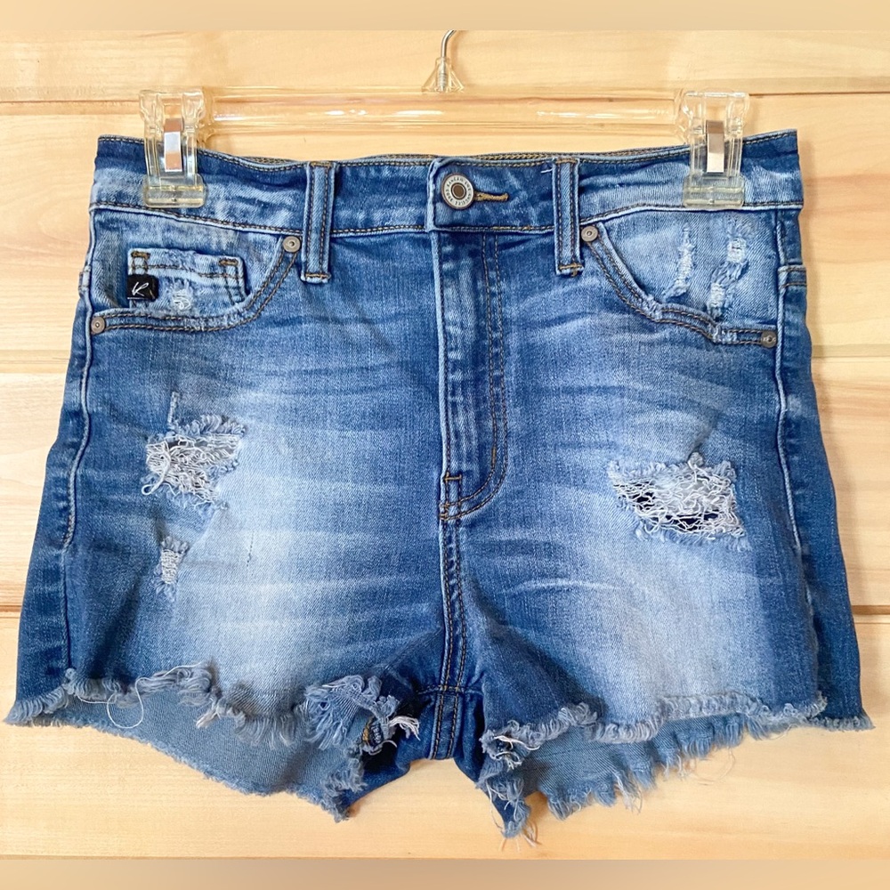 KanCan Blue Demin Distressed Jean Short Shorts for Women size Medium